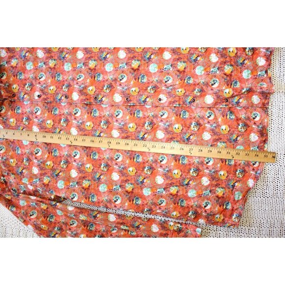 AXXESS Orange Men's Shirt Size 2XL cotton Long Sleeves button front floral print - Picture 3 of 6